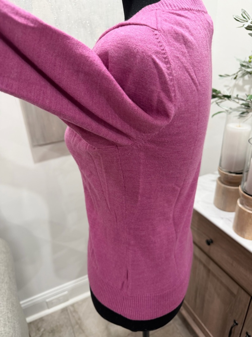 Banana Republic Fuchsia Pink Button-Front Merino Extra-Fine Wool Cardigan - Picture 4 of 11